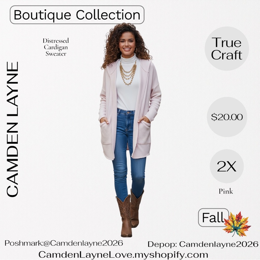 True Craft Light Pink Distressed  Cardigan